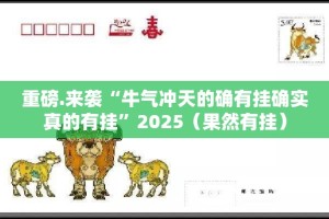 重磅.来袭“牛气冲天的确有挂确实真的有挂”2025（果然有挂）