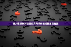 重大通报友友联盟究竟有没有透视挂果然有挂