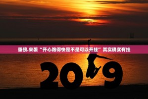 重磅.来袭“开心跑得快是不是可以开挂”其实确实有挂
