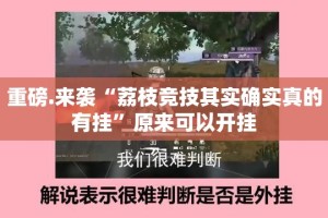 重磅.来袭“荔枝竞技其实确实真的有挂”原来可以开挂