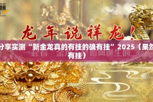 分享实测“新金龙真的有挂的确有挂”2025（果然有挂）