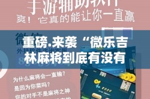 重磅.来袭“微乐吉林麻将到底有没有挂吗”开挂神器