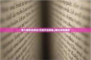重大通报圣游挂!详细开挂教程√曝光透视猫腻