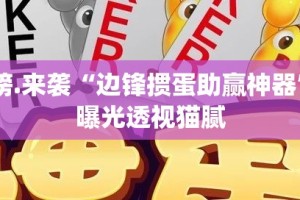 重磅.来袭“边锋掼蛋助赢神器”√曝光透视猫腻