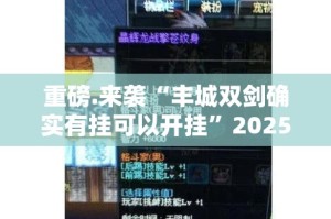 重磅.来袭“丰城双剑确实有挂可以开挂”2025（果然有挂）