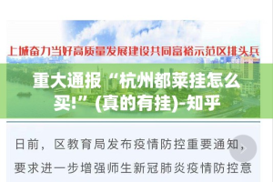 重大通报“杭州都莱挂怎么买!”(真的有挂)-知乎