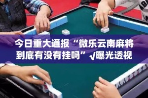 今日重大通报“微乐云南麻将到底有没有挂吗”√曝光透视猫腻