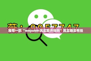 推荐一款“wepoker其实能开挂吗”其实确实有挂