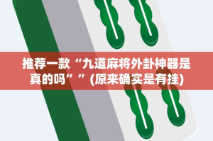 推荐一款“九道麻将外卦神器是真的吗””(原来确实是有挂)