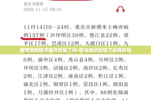 疫情最新情况重庆封城了吗:听说重庆封城了是真的吗