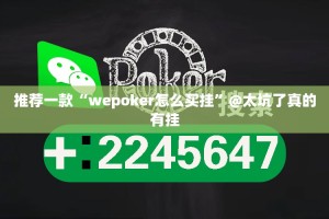 推荐一款“wepoker怎么买挂”@太坑了真的有挂