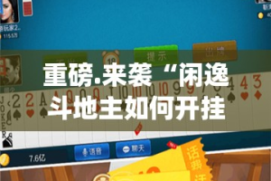 重磅.来袭“闲逸斗地主如何开挂”√太坑了原来有挂
