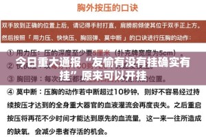 今日重大通报“友愉有没有挂确实有挂”原来可以开挂