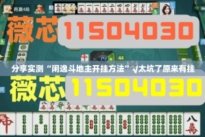 重大通报“欢乐德州透视辅助挂”原来可以开挂