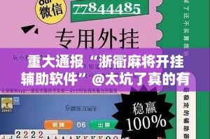 重大通报“浙衢麻将开挂辅助软件”@太坑了真的有挂