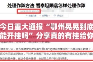 今日重大通报“鄂州晃晃到底能开挂吗”分享真的有挂给你