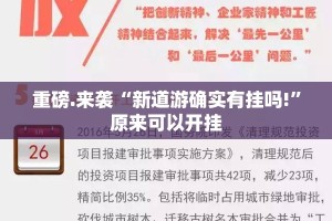 重磅.来袭“新道游确实有挂吗!”原来可以开挂