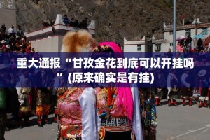 重大通报“甘孜金花到底可以开挂吗”(原来确实是有挂)