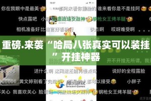 重磅.来袭“哈局八张真实可以装挂”开挂神器