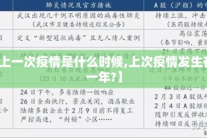 【上一次疫情是什么时候,上次疫情发生在哪一年?】