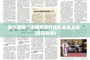 重大通报“丰城双剑开挂在哪里买呢”(确实有挂)