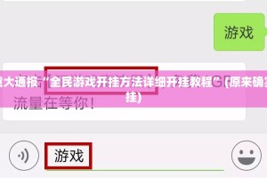 今日重大通报“全民游戏开挂方法详细开挂教程”(原来确实是有挂)