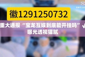 重大通报“宝龙互娱到底能开挂吗”√曝光透视猫腻