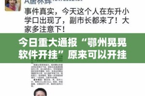 今日重大通报“鄂州晃晃软件开挂”原来可以开挂