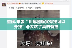 推荐一款甘孜金花其实确实真的有挂√太坑了原来有挂