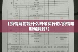 【疫情解封是什么时候实行的/疫情啥时候解封?】