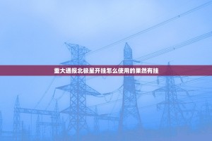 重大通报北极星开挂怎么使用的果然有挂