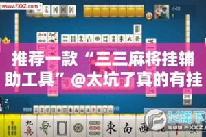 推荐一款“三三麻将挂辅助工具”@太坑了真的有挂