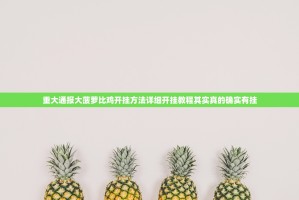 重大通报大菠萝比鸡开挂方法详细开挂教程其实真的确实有挂