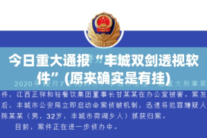 今日重大通报“丰城双剑透视软件”(原来确实是有挂)