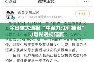 今日重大通报“中至九江有挂没”√曝光透视猫腻