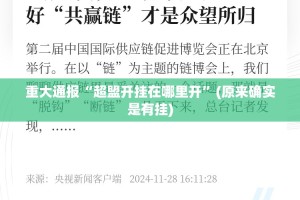 重大通报“超盟开挂在哪里开”(原来确实是有挂)