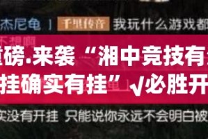重磅.来袭“湘中竞技有没有挂确实有挂”√必胜开挂神器