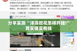 分享实测“洋洋挖花怎样开挂!”其实确实有挂
