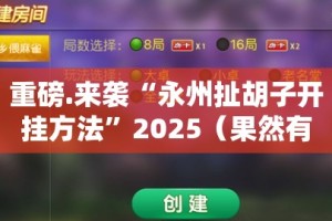 重磅.来袭“永州扯胡子开挂方法”2025（果然有挂）