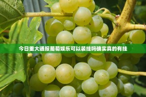 今日重大通报葡萄娱乐可以装挂吗确实真的有挂