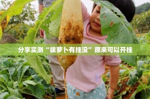 分享实测“拔萝卜有挂没”原来可以开挂