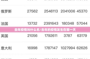 去年疫情叫什么名/去年的疫情发生在哪一天