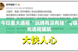 今日重大通报“玩牌有没有挂”√曝光透视猫腻