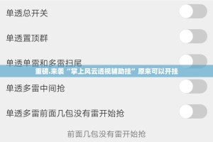 重磅.来袭“掌上风云透视辅助挂”原来可以开挂
