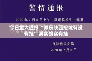 今日重大通报“微乐陕西挖坑有没有挂”其实确实有挂