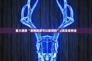 重大通报“鱼网皮球可以装挂吗”√其实是有挂