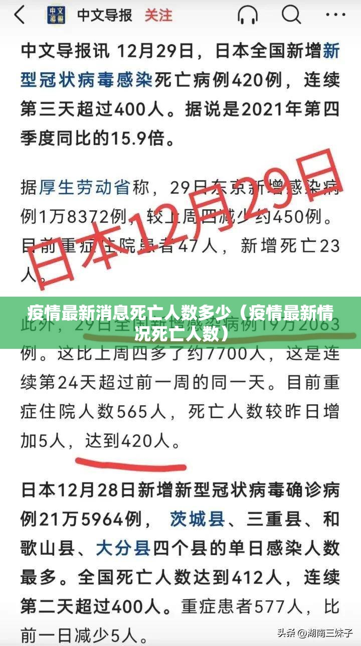 疫情最新消息死亡人数多少（疫情最新情况死亡人数）