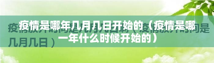 疫情是哪年几月几日开始的（疫情是哪一年什么时候开始的）